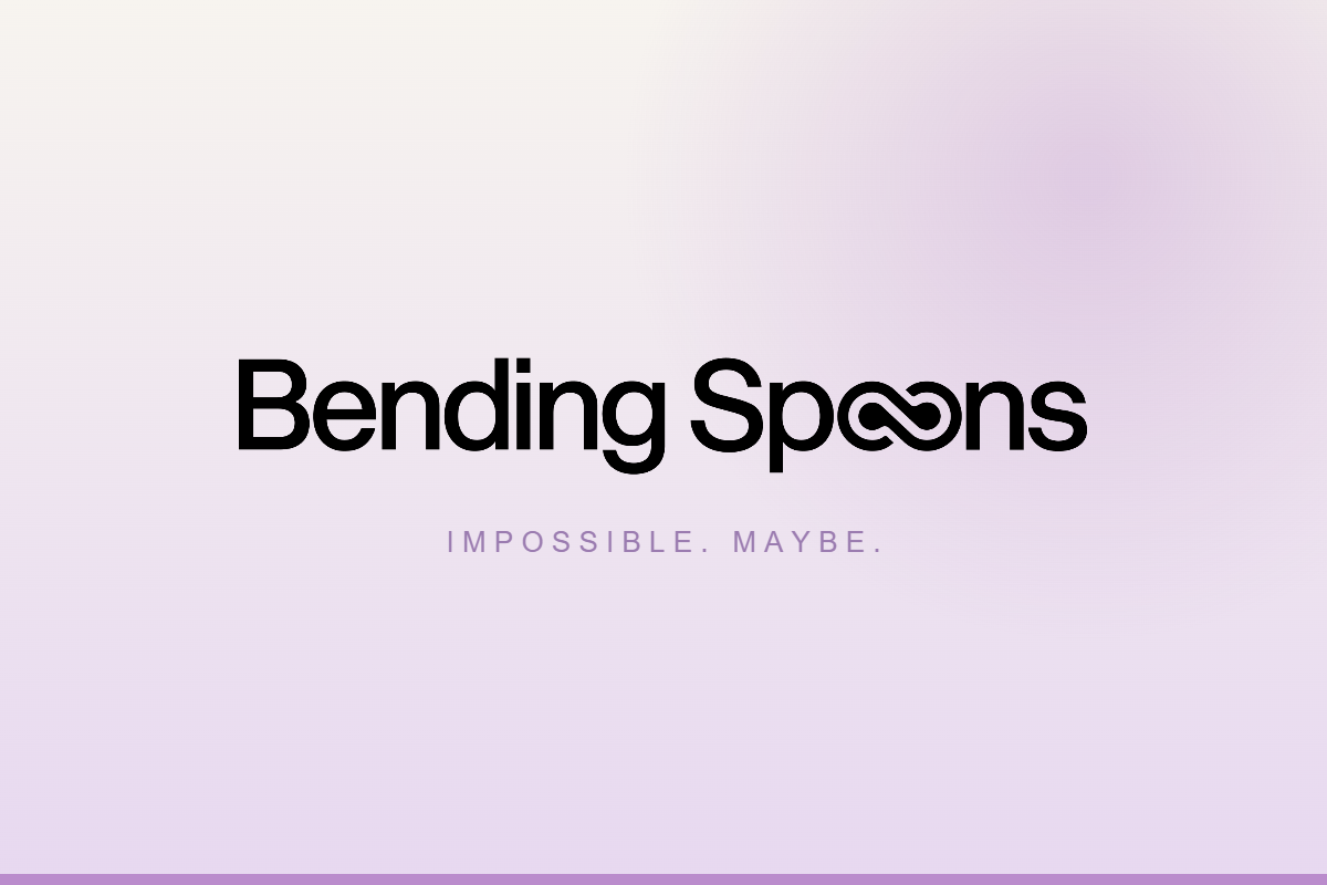 Logo oficial de Bending Spoons sobre fondo de marca, portada del articulo sobre su salida a bolsa